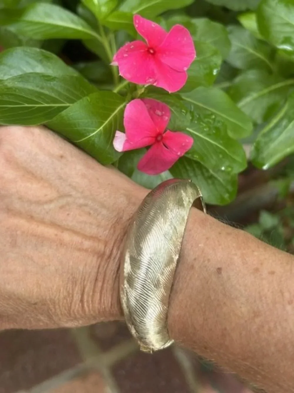 CORO PEGASUS Textured Domed Gold Tone Hinged Clamper BRACELET